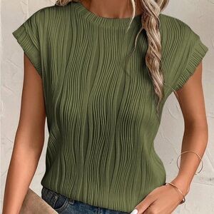 Women's round neck short sleeve solid color T-shirt